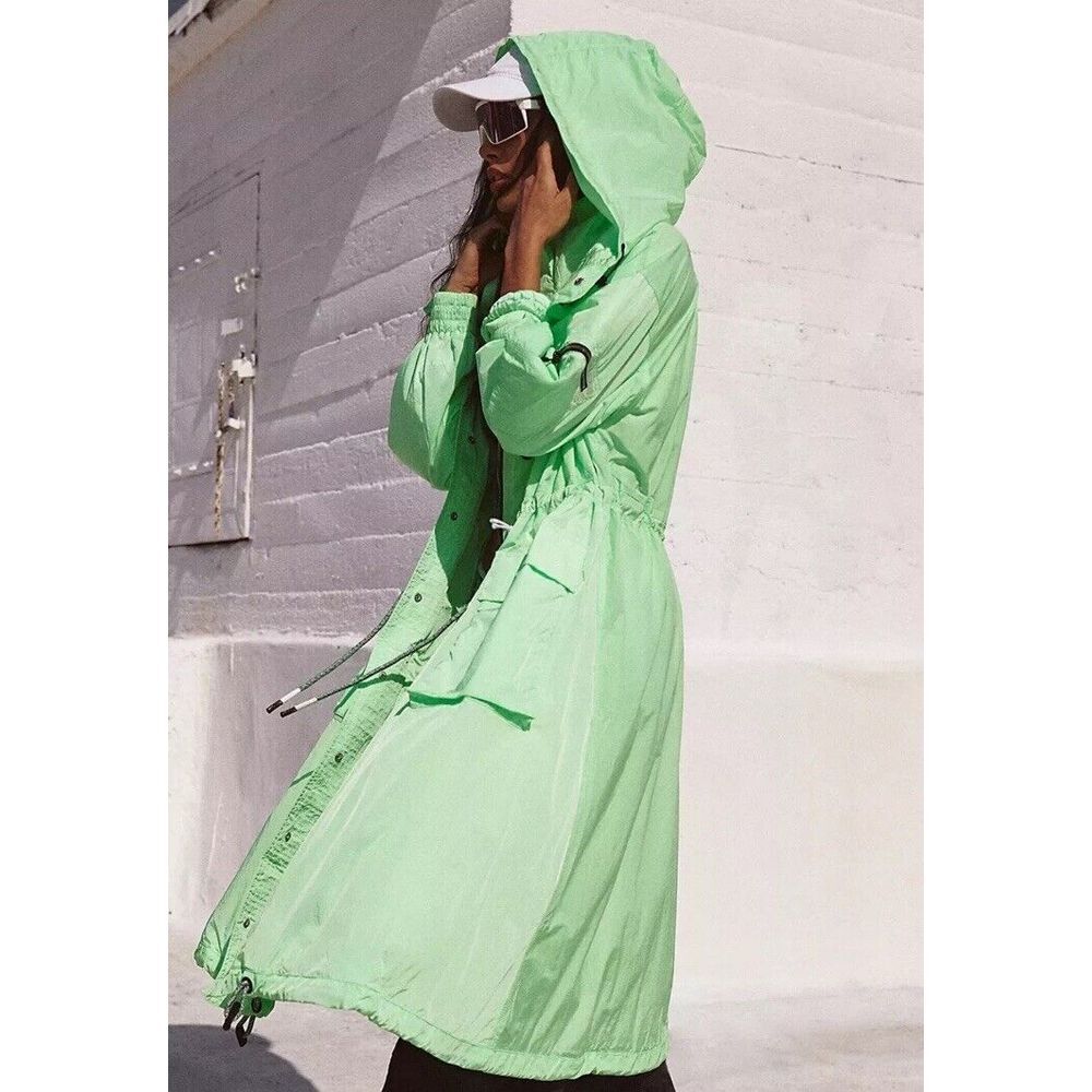 NWT‎ Free People Movement Aurora Maxi Windbreaker Parka Jacket Neon Lime XS $228 - Picture 3 of 14